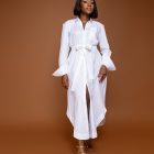 Cotton linen shirt dress