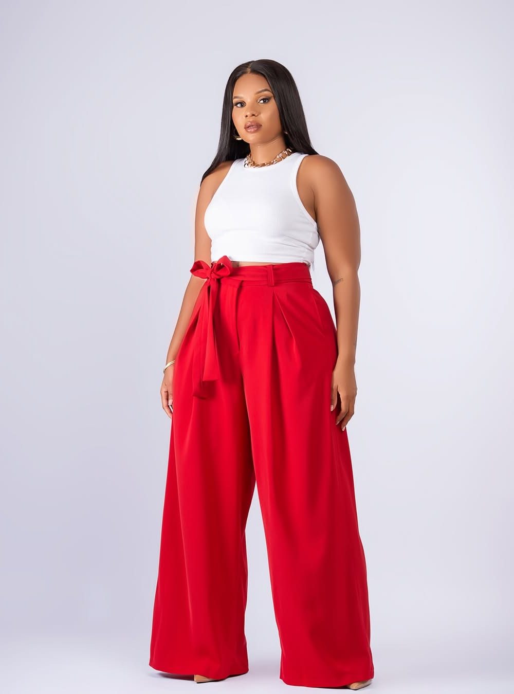 Wine red pleat palazzo