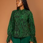 Green print blouse - Image 2