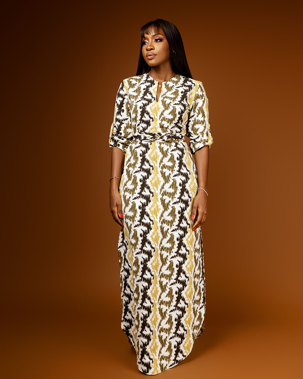 Ikat print tunic maxi dress