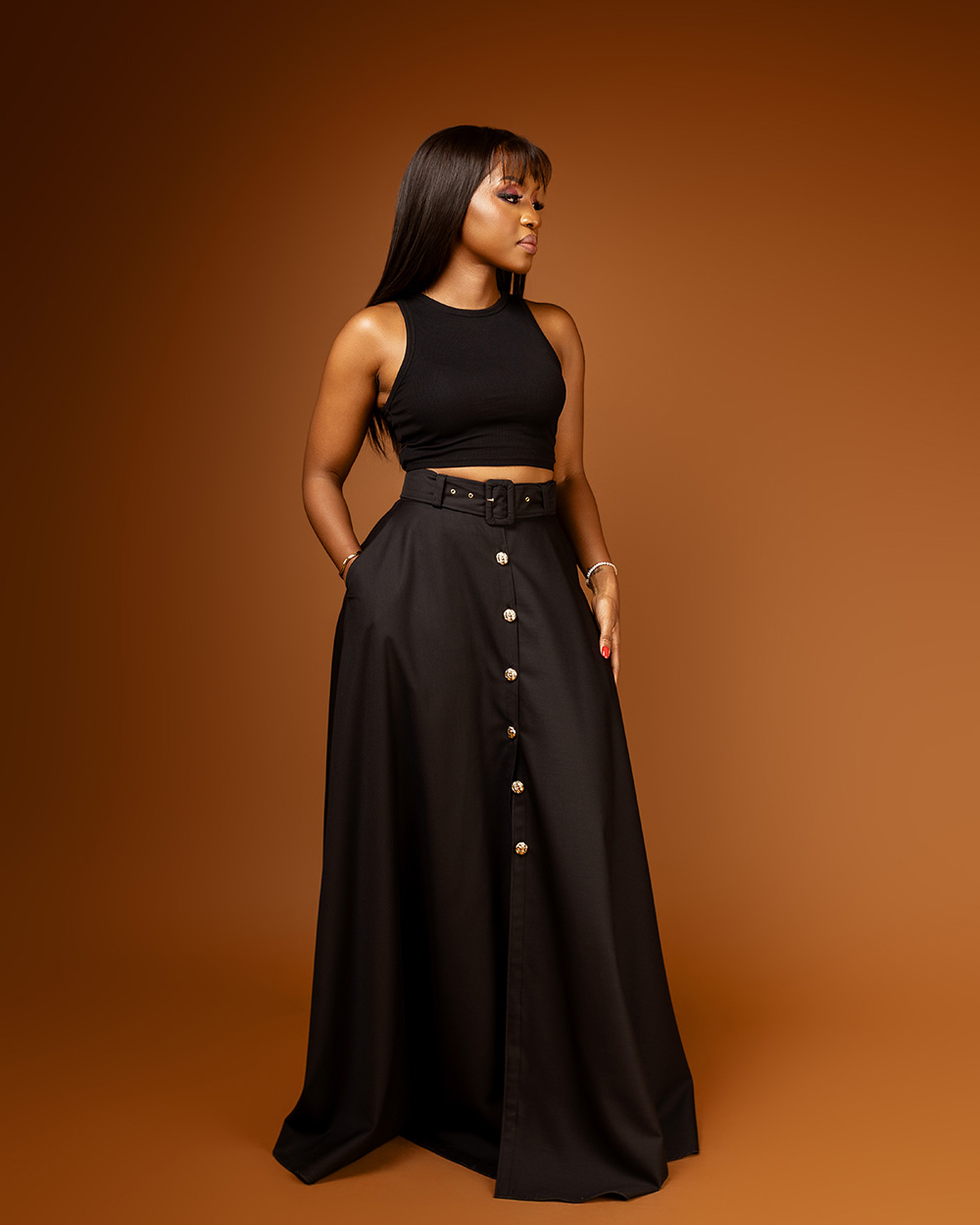 Black full maxi skirt