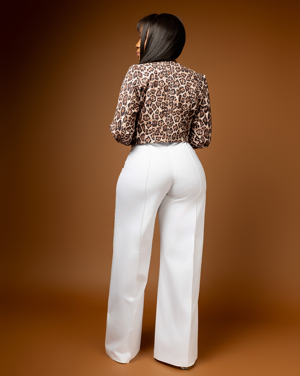 Off white cotton twill pintuck pants - Image 3