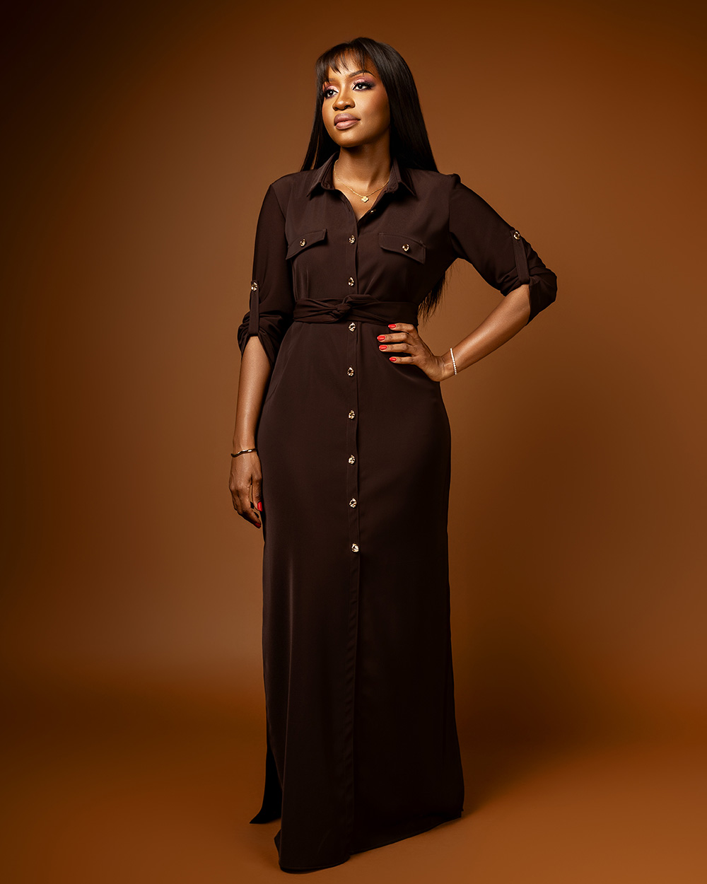 Chocolate brown maxi dress