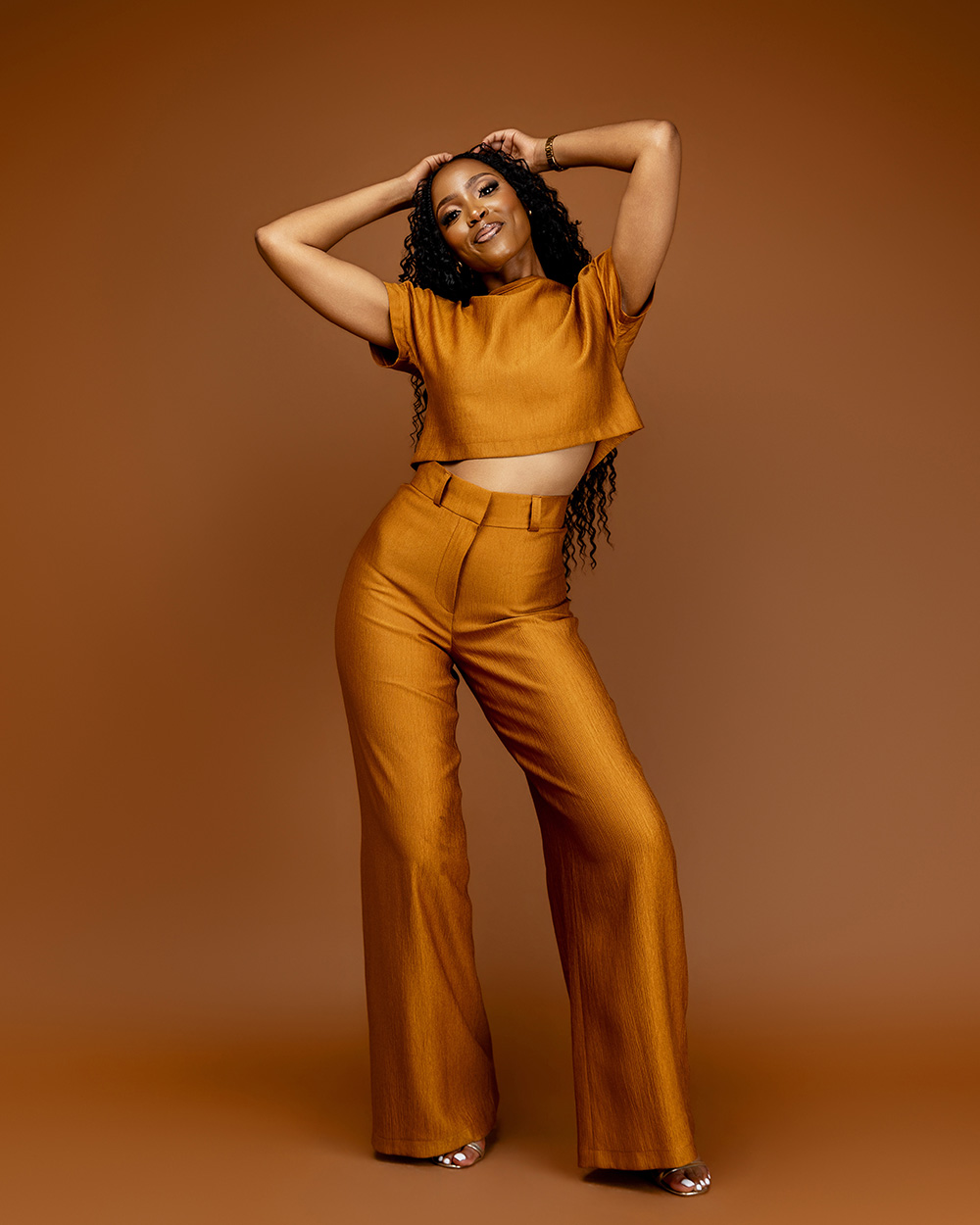 Gold Crinkled Crop Top