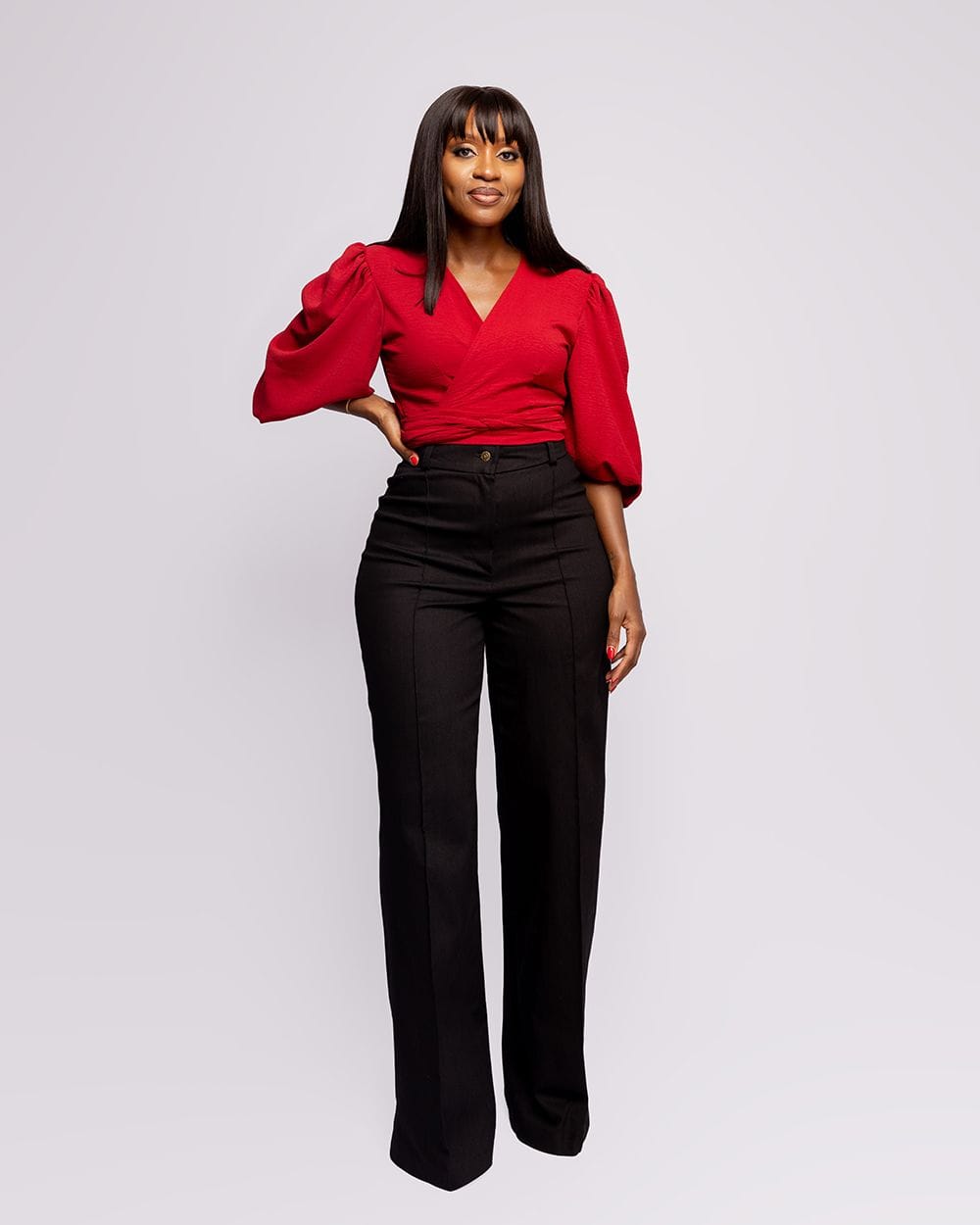 Black Denim Pintuck Pants